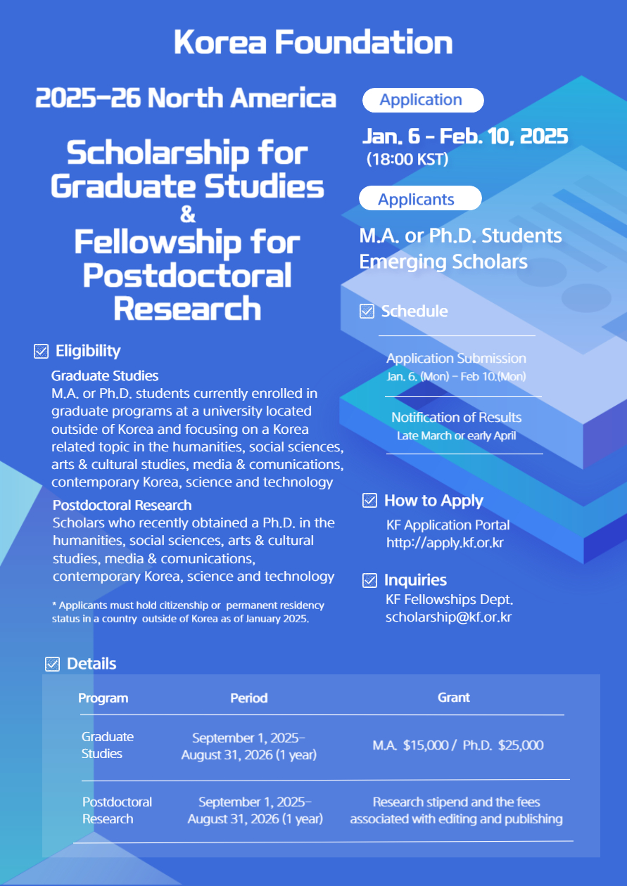 Korea Foundation PH.D./Post-Doctoral Scholarship Support